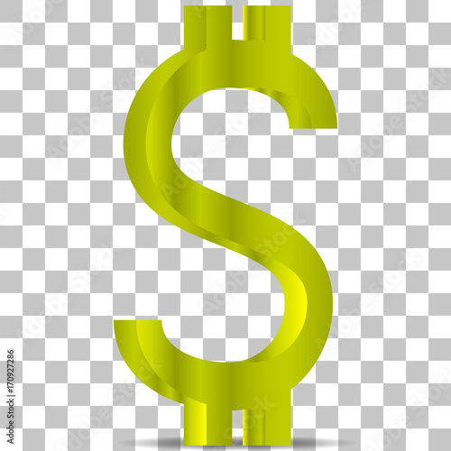 Image of the golden dollar on a transparent background