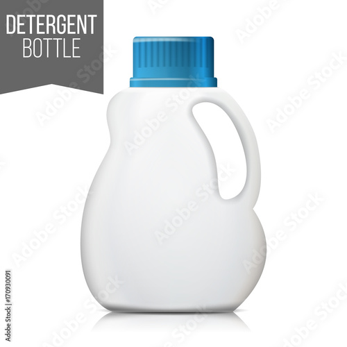 3d Detergent Bottle Mock Up Vector. Blank Plastic Container Bottle For Laundry Detergent. Isolated Illustration