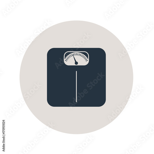 Icono plano balanza de baño en circulo gris