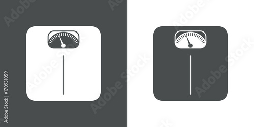 Icono plano balanza de baño gris y blanco
