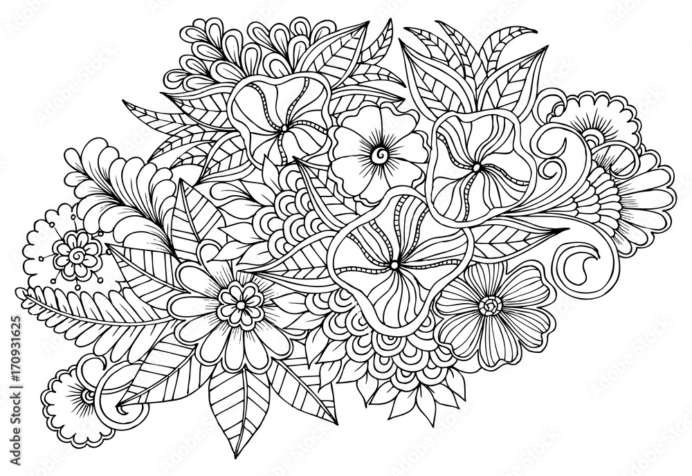 Flower pattern in black and white. Can use for print , coloring and ...