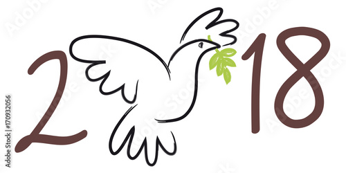 2018 - carte de vœux - colombe de la paix - symbole - fraternité - solidarité