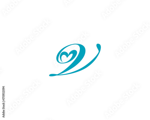 Letter V and heart shape Logo Icon 1