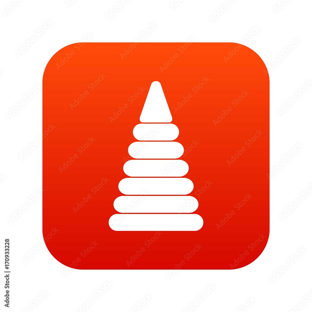 Pyramid built from plastic rings icon digital red Pyramid built from plastic rings icon digital red