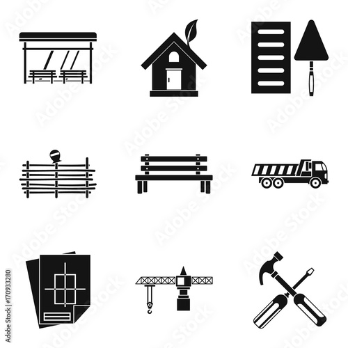 Street seat icons set, simple style