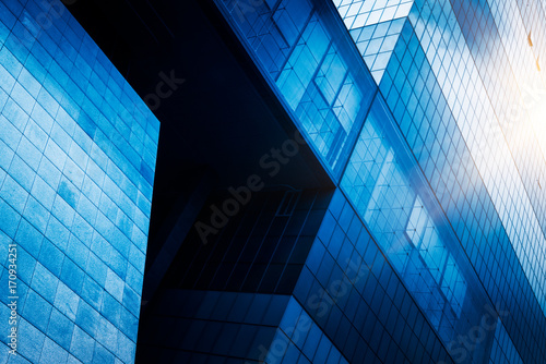 cross section of office buildings,blue toned,shanghai,china.