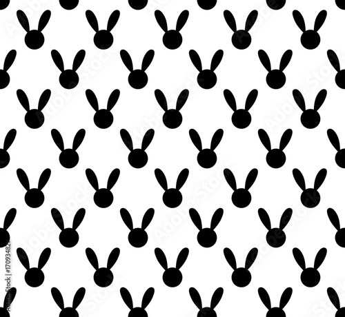 Black Rabbit Seamless on Wh...