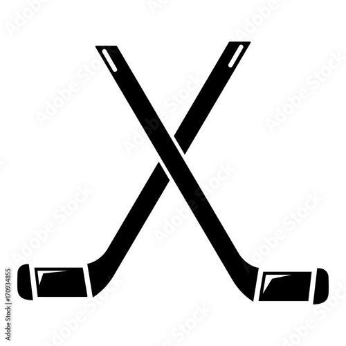 Canvas Print Two crossed hockey sticks icon , simple style