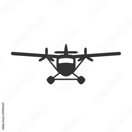 Tableau sur toile Black isolated silhouette of hydroplane on white background