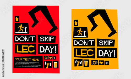 Don't Skip Leg Day (Flat Style Vector Illustration Fitness Quote Poster Design)