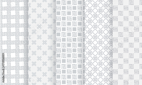 Geometric light grey seamless pattern background set