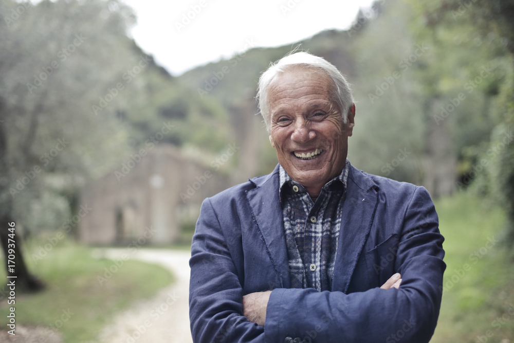 Elderly man laughing