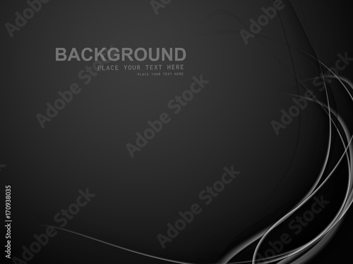 Elegant black background with curves and copy space for text