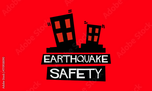 Earthquake Safety (Flat Style Vector Illustration Emergency Poster Design) With Where and When Detail Template 