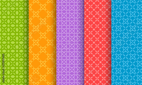 Set of different bright seamless patterns