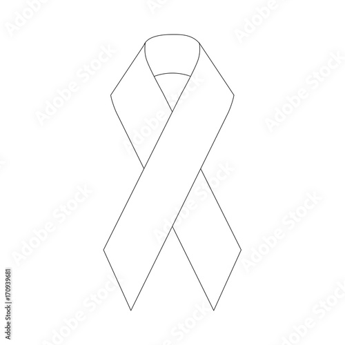 Mourning ribbon, White awareness ribbon isolated on white background photo