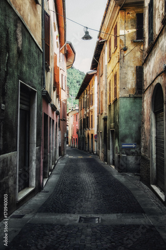 close up on traditional Italian building and street © irontrybex