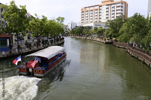 A tourist boat in Malacca River, Malacca city, Melaka, Malaysia