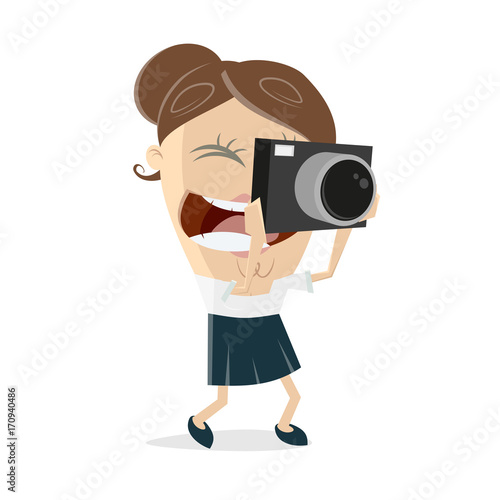 happy woman taking a picture