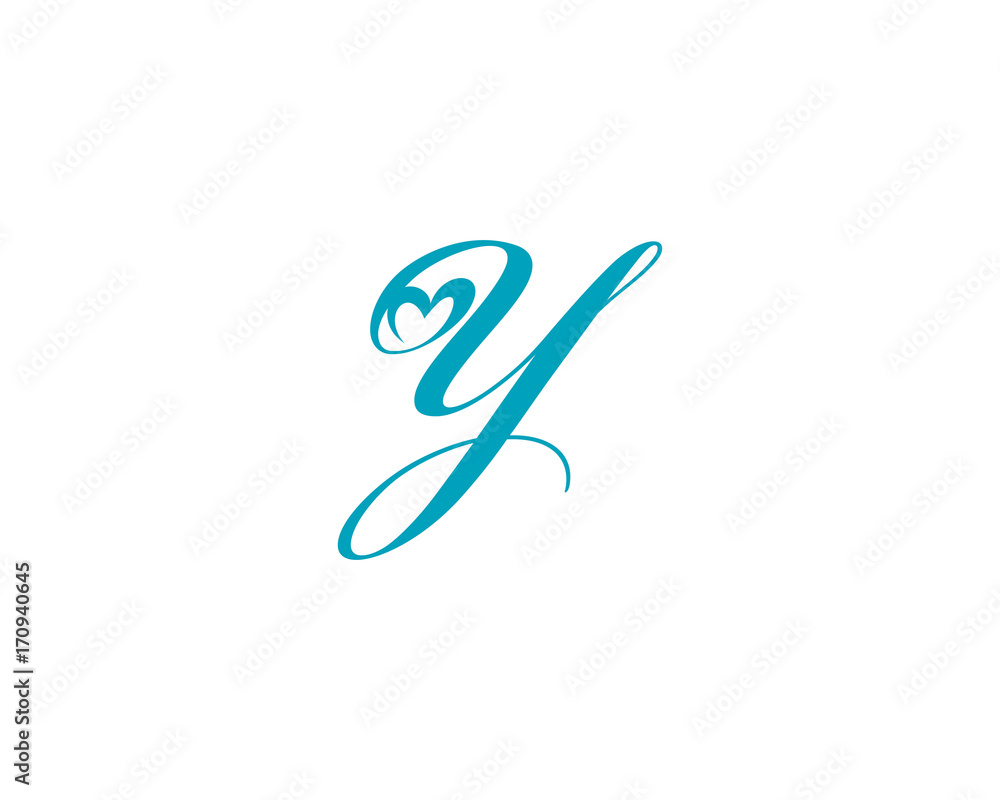 Vetor de Letter Y and heart shape Logo Icon 1 do Stock