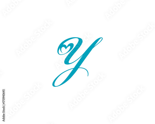 Letter Y and heart shape Logo Icon 1