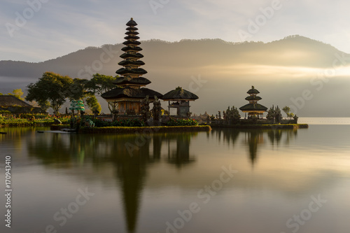 Pura Ulun Danu Bratan temple on Bratan lake  a famous  attraction in Bali  Indonesia