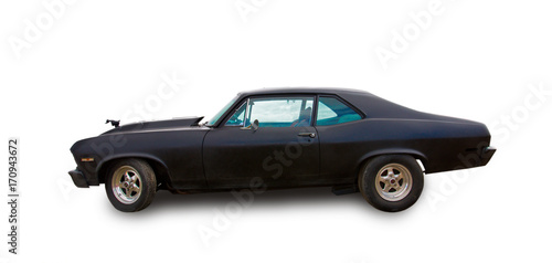 Foto Vintage american muscle-car. White background.