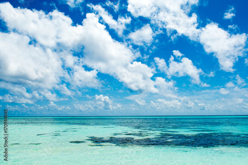 Beautiful landscape of clear turquoise Indian ocean  Maldives islands
