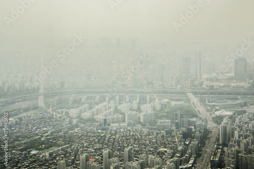 Photography Smog : Seoul filled with fine ultrafine particles dust