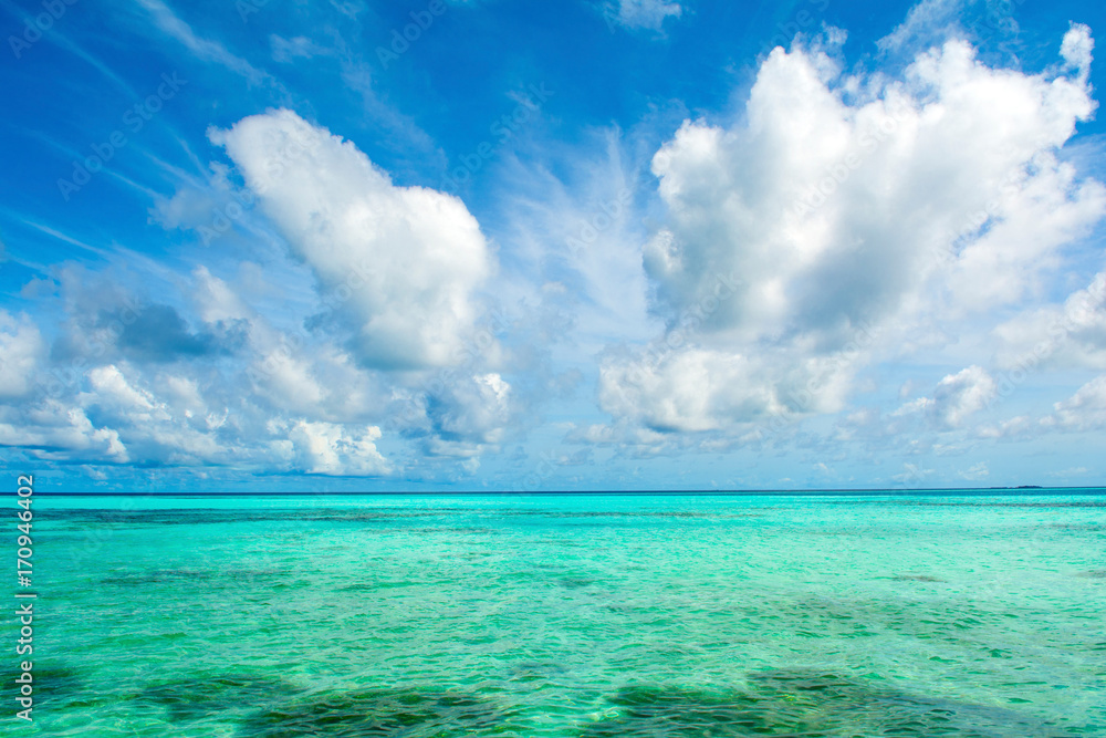 Fototapeta premium Beautiful landscape of clear turquoise Indian ocean, Maldives islands