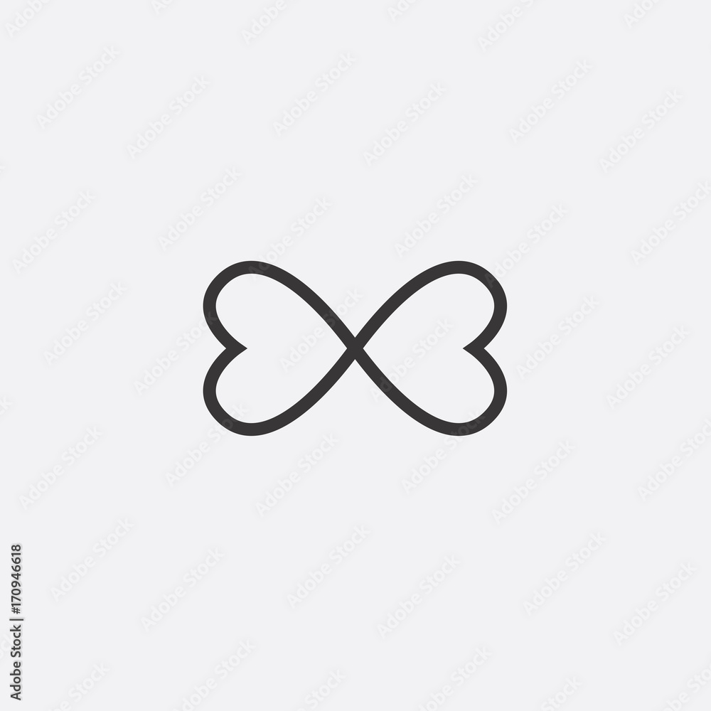 Graphic symbol of love is the heart in the sign of infinity. Vector illustration for Valentine's day or wedding. Logo for design Graphic symbol of love is the heart in the sign of infinity. Vector illustration for Valentine's day or wedding. Logo for design