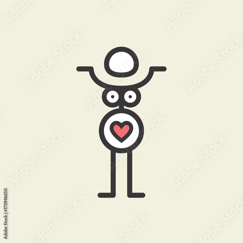 Cartoon icon of a pregnant girl. Birth of a child. Vector graphic illustration, logo silhouette for design..