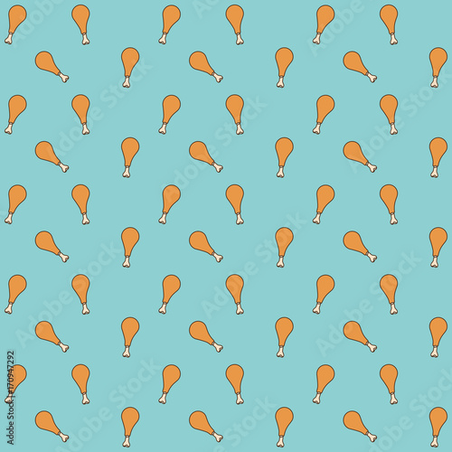 chicken thighs pattern colorful in aquamarine background vector illustration