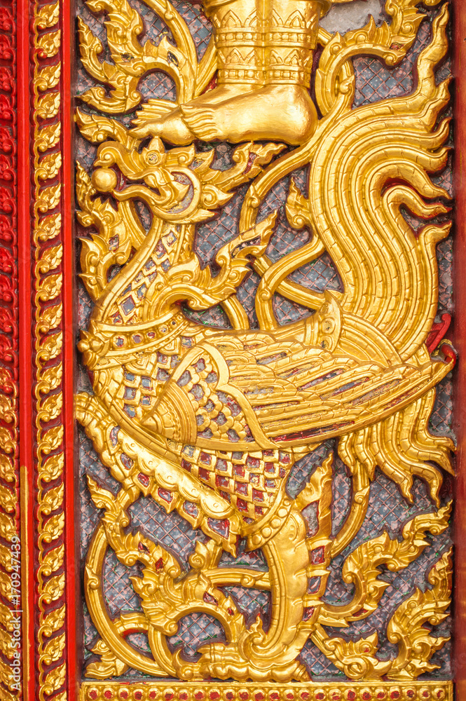 etching on Thai temple church door