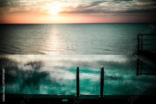 Swimming pool with Black Sea view and sunset skyline