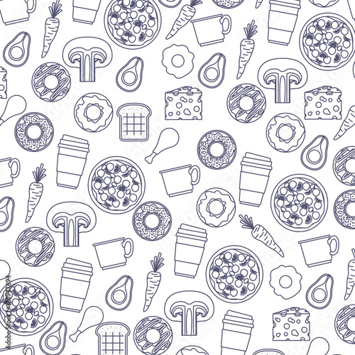 tasty foods pattern in monochrome silhouettes vector illustration