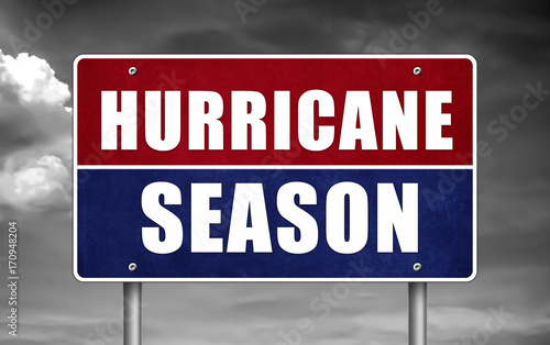 Hurricane season - road sign warning