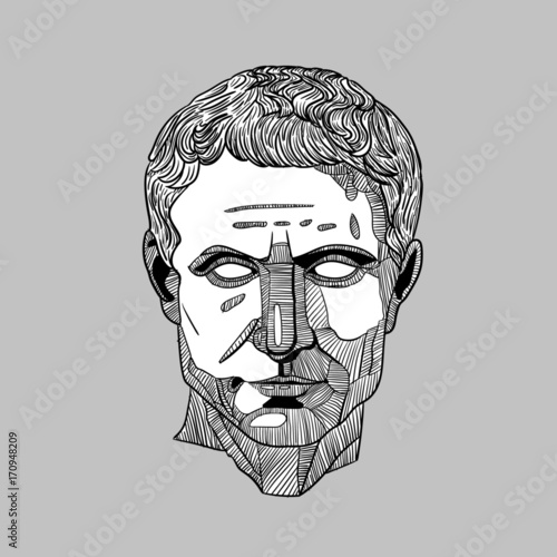 Classical Sculpture. Julius Caesar. Vector illustration hand drawn