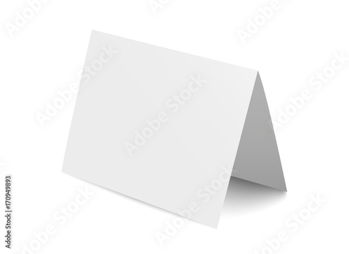Vector realistic blank bent paper card isolated on white background