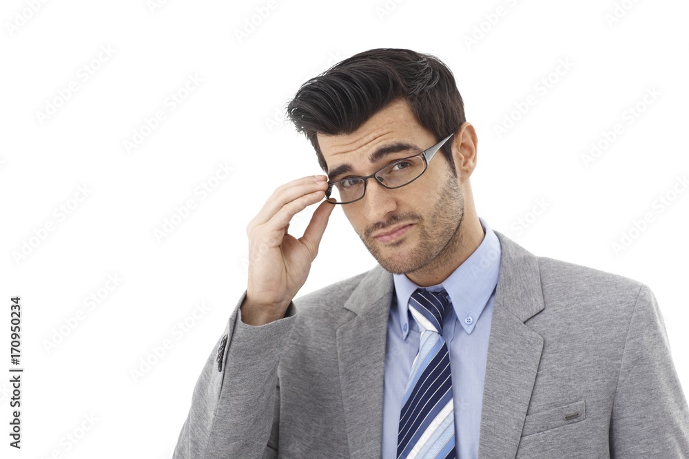 Closeup portrait of frowning businessman Closeup portrait of frowning businessman