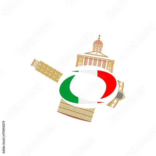 the Italy sights and flag