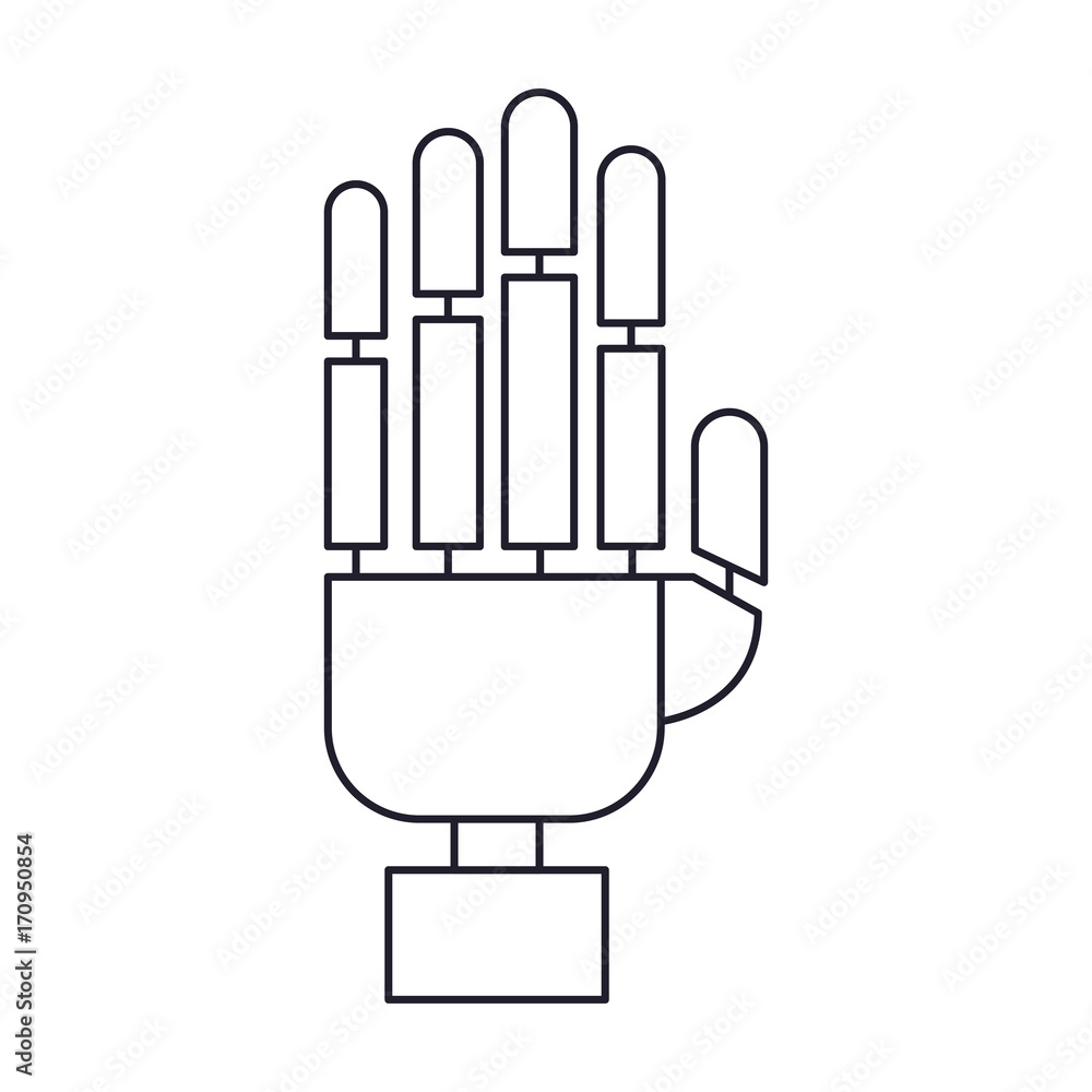 robot hand icon in monochrome silhouette vector illustration
