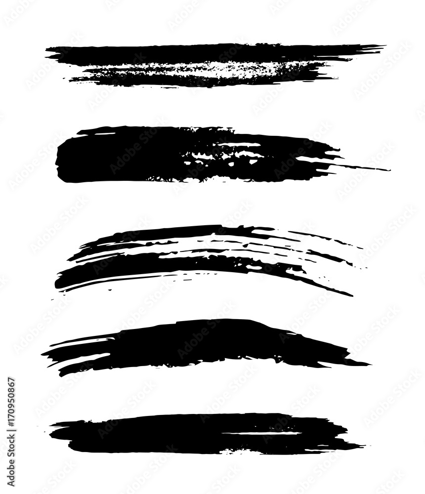 Set of vector black hand painted brush strokes isolated on white background Set of vector black hand painted brush strokes isolated on white background
