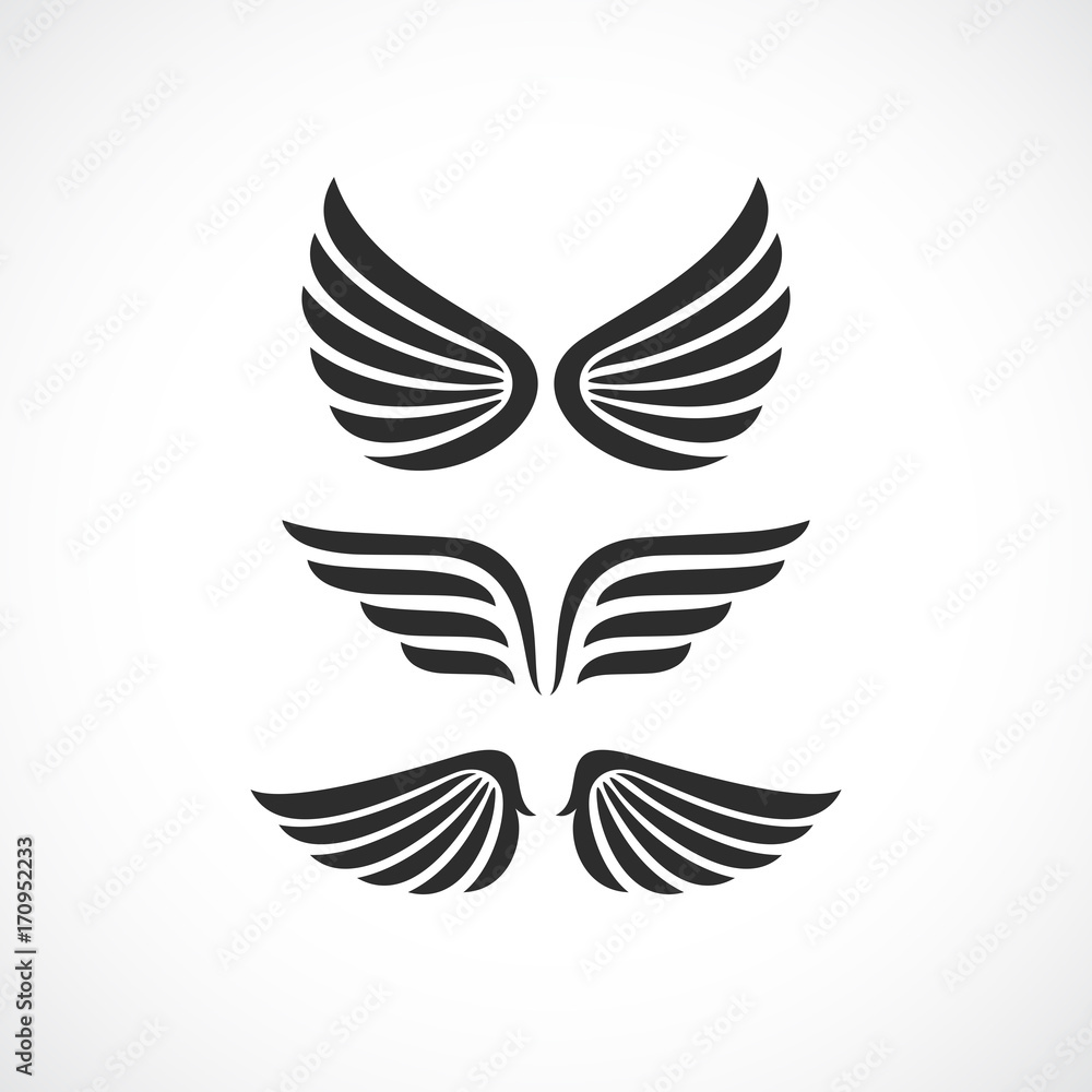 Angel wings vector icon set