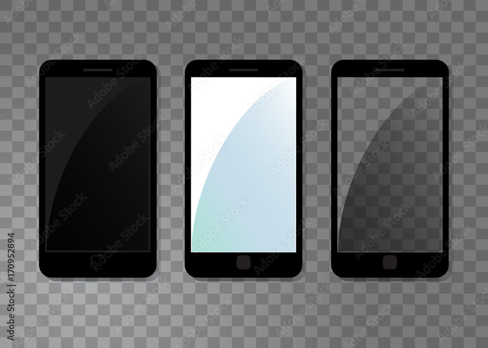 Smartphone icon set isolated on transparent background. Vector mobile phones illustration Smartphone icon set isolated on transparent background. Vector mobile phones illustration