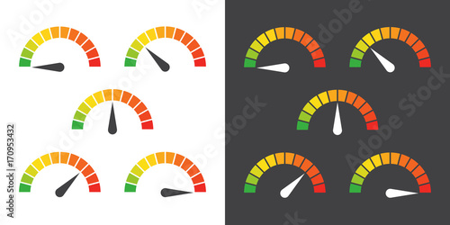 Meter signs infographic gauge element from red to green vector illustration