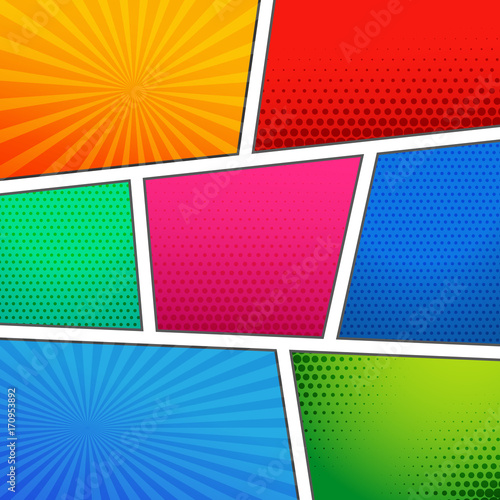 seven page empty comic book page template background