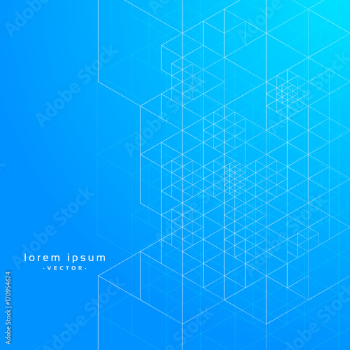 geometric lines blue print vector background
