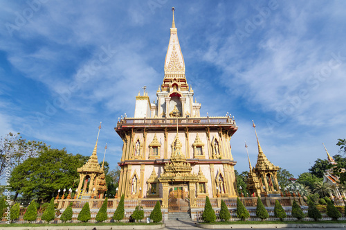 Pagoda of Wat Chalong (or formally Wat Chaiyathararam) - the most important of the 29 buddhist temples of Phuket, located in the Chalong Subdistrict, Mueang Phuket District, Thailand © andrii_lutsyk