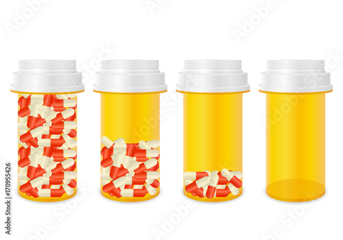 Bottle with pills set